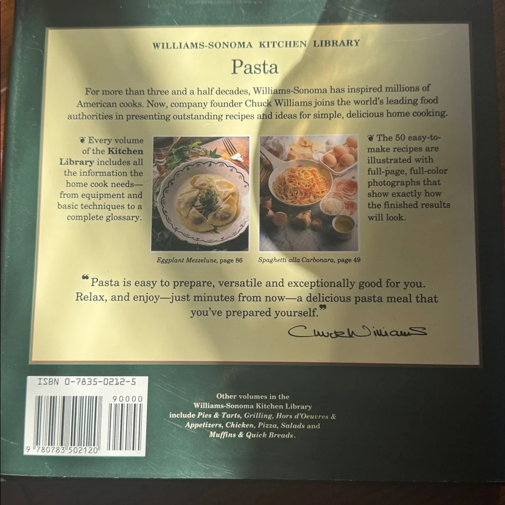 Williams Sonoma Kitchen Library Pasta Cookbook - Red and Green Cover
